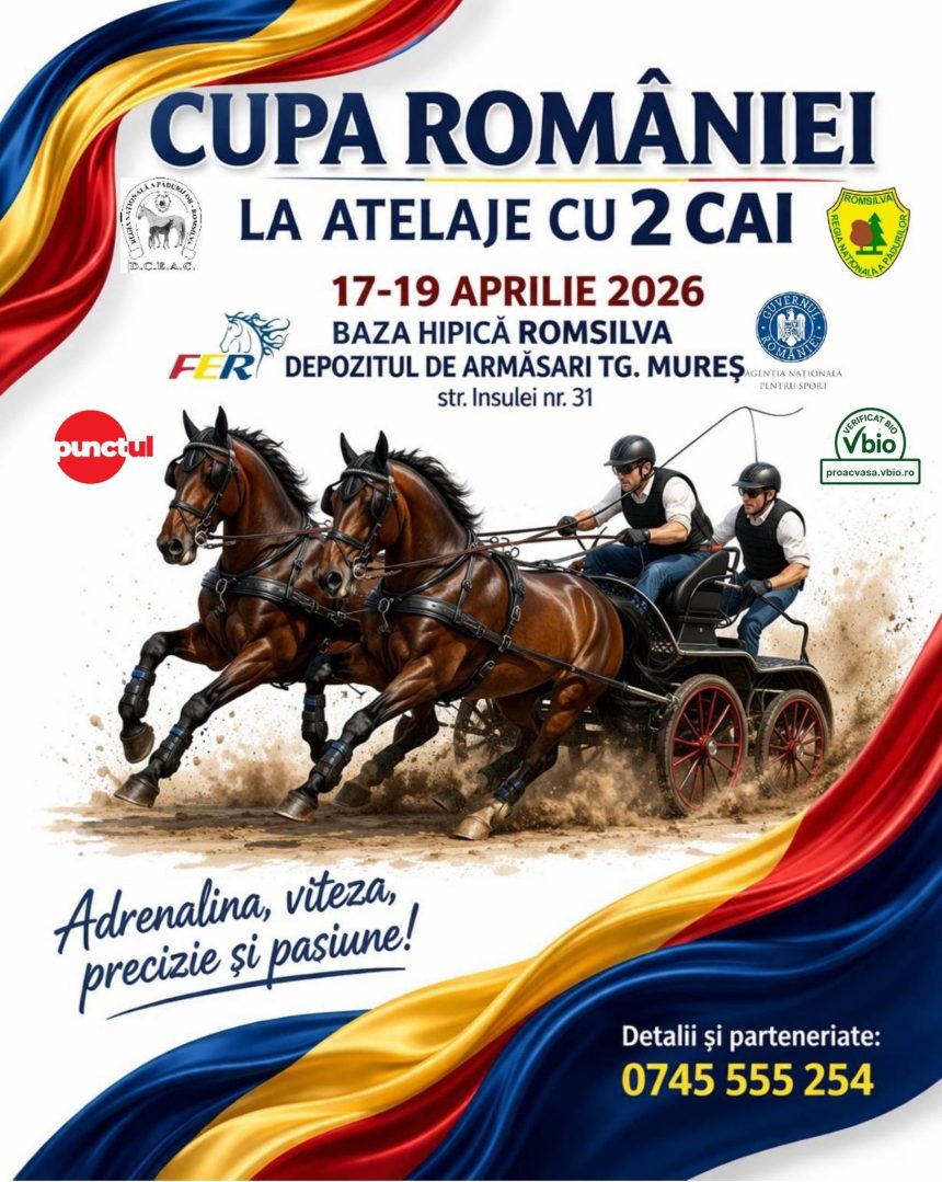 Targu Mures va fi gazda Cupei Romaniei la atelaje cu 2 cai intre 17 si 19 aprilie 2026