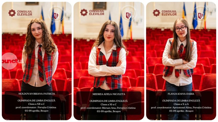 Trei eleve de la Colegiul National Alexandru Papiu Ilarian s au calificat la etapa nationala a Olimpiadei de Limba Engleza