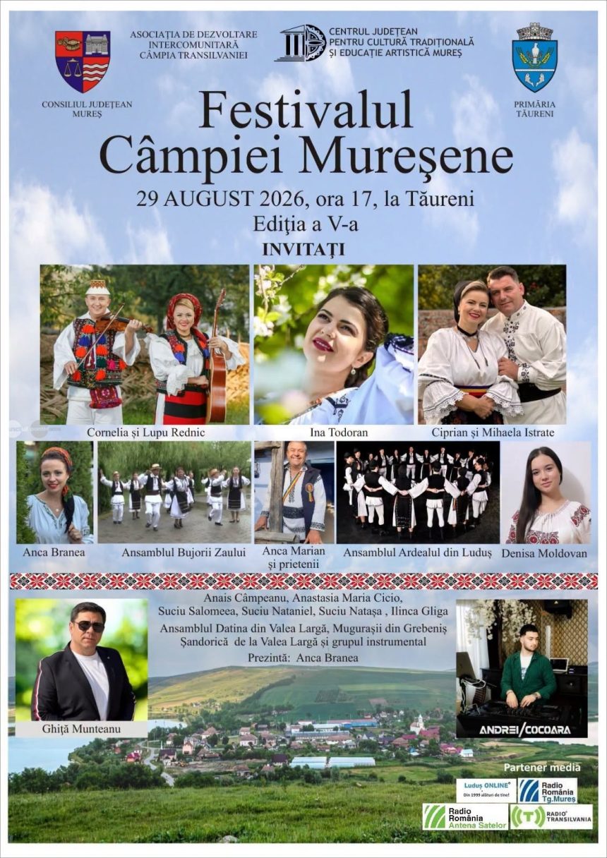 Festivalul Campiei Muresene se intoarce la Taureni Artisti renumiti si ansambluri folclorice la a cincea editie