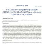 Imbunatatirea competitivitatii societatii ADORJAN PAVING SOLUTIONS SRL prin achizitia de echipamente moderne