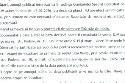 Anunț important privind protecția mediului înconjurător