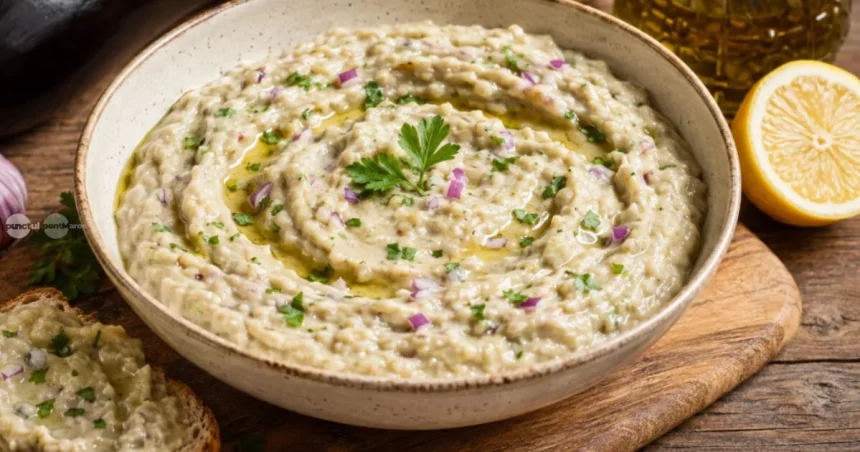 Salată de vinete cu maioneză de post pentru o textură fină și cremoasă