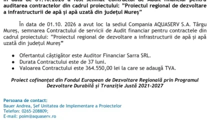Comunicat privind semnarea contractului de audit